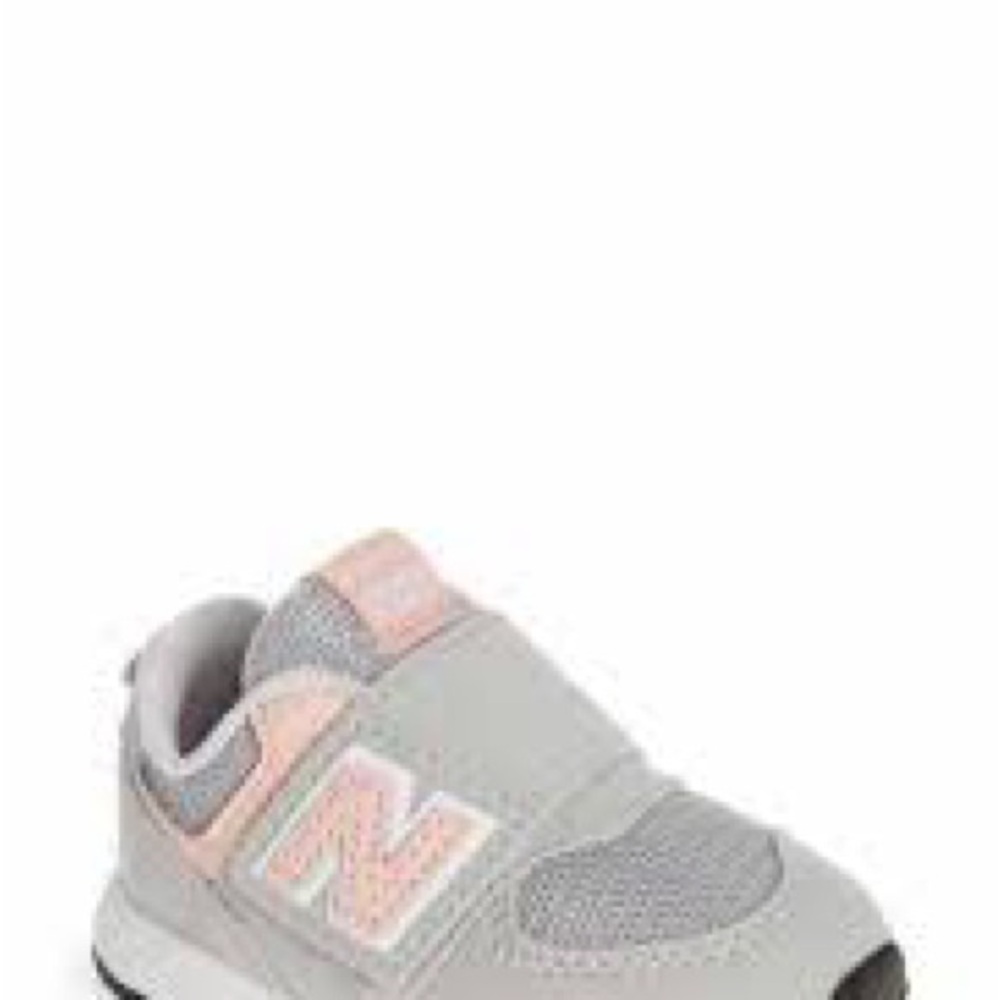 New Balance Kids' Light Gray and Soft Pink Sneakers
